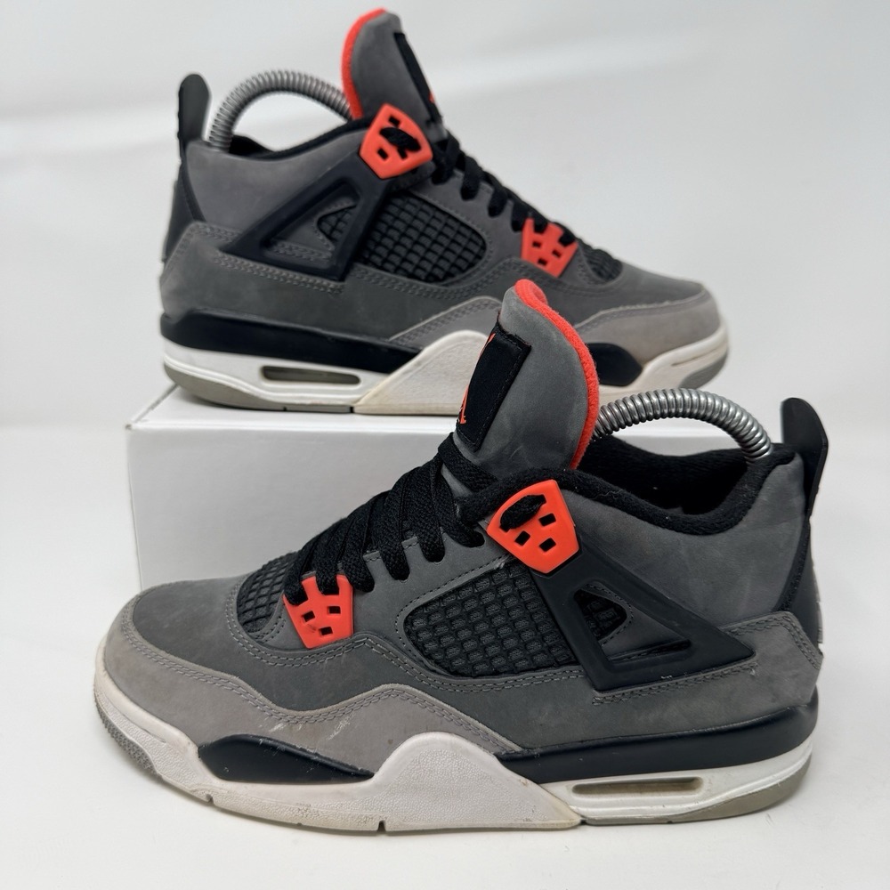 Air Jordan 4 Retro Infrared GS Size 5Y Dark Gray Black 408452-061 Women's 6.5